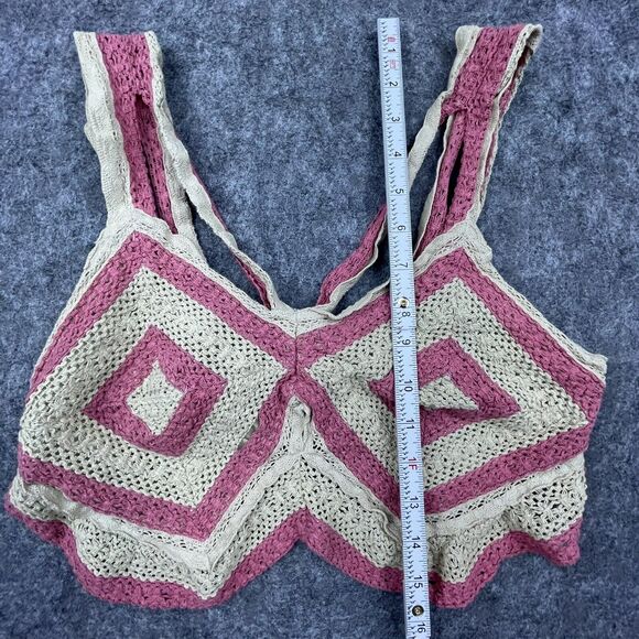 Let Me Be Top Anthropologie Womens Medium Crochet Knit Crop Beachy Boho Hippie - Picture 4 of 6